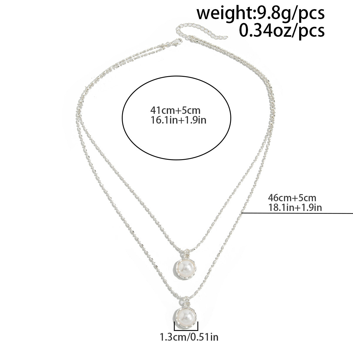 Double-Layer Pearl-Style Geometric Necklace