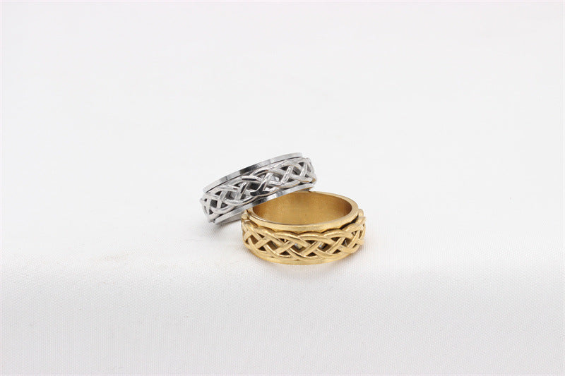 Titanium Steel Ring Rotatable Woven Design For Men And Unisex By Planderful Premium Durable