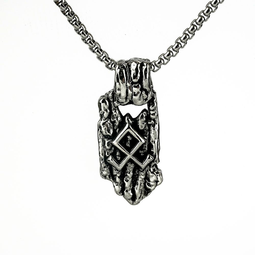 Vintage Nordic Men's Stainless Steel Viking Rune Pendant