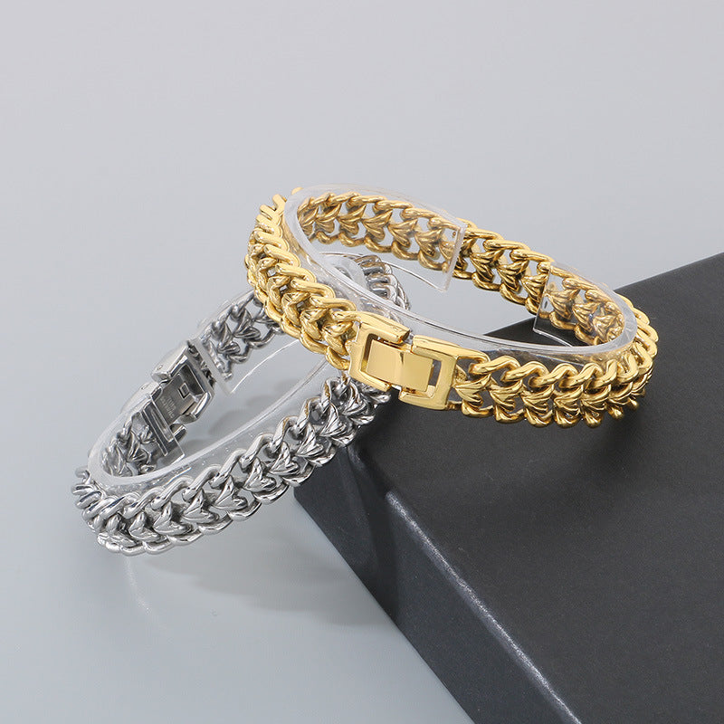 Planderful Men Bracelet Gold Plated Interwoven Love Chain