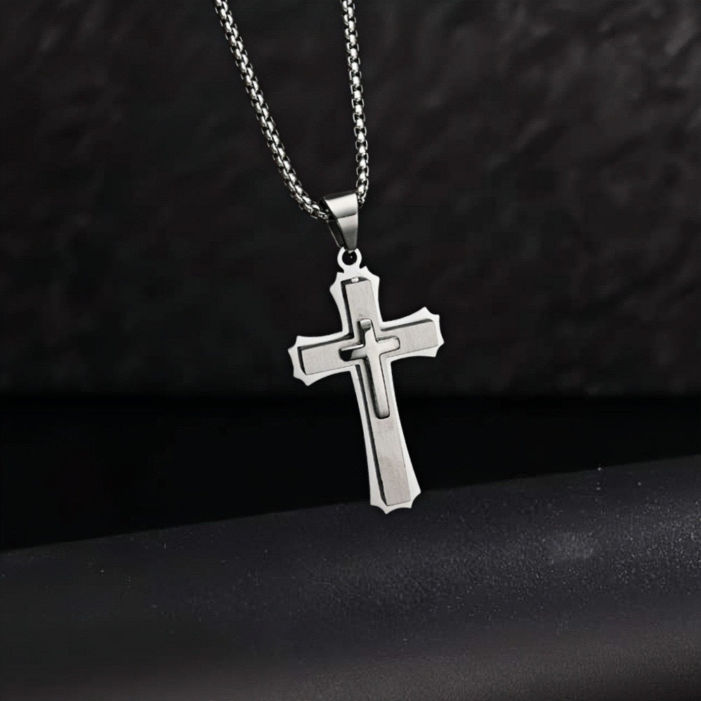 1. Planderful Stainless Steel Cross Pendant Necklace For Men Hip Hop Style Gift Worthy Jewelry