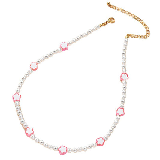 Opulent Parisian Style Pearl Flower Necklace with Chic Collarbone Chain