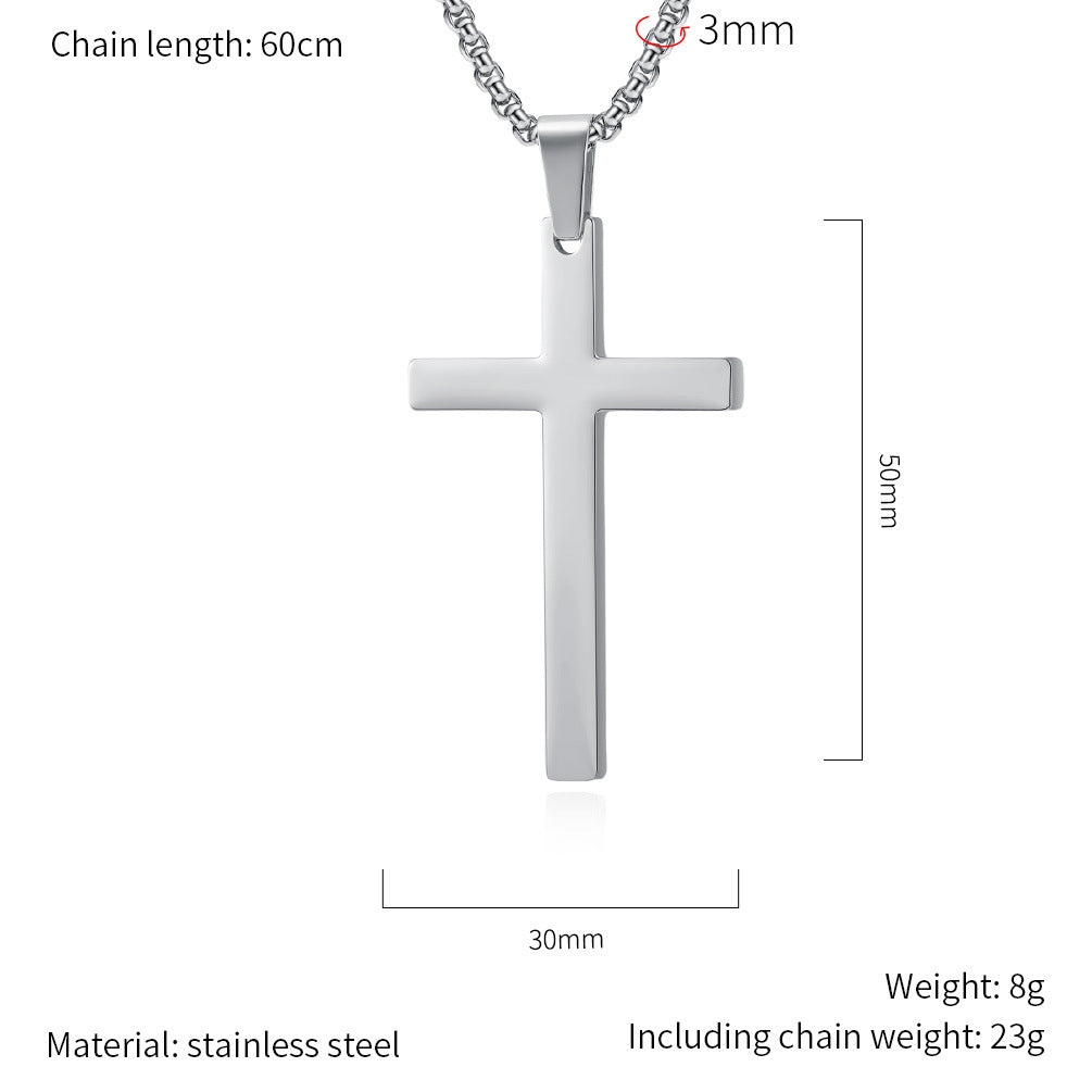 Planderful Cross Pendant Necklace For Unisex Wear Durable Titanium Steel With Simple Classic Smooth Surface