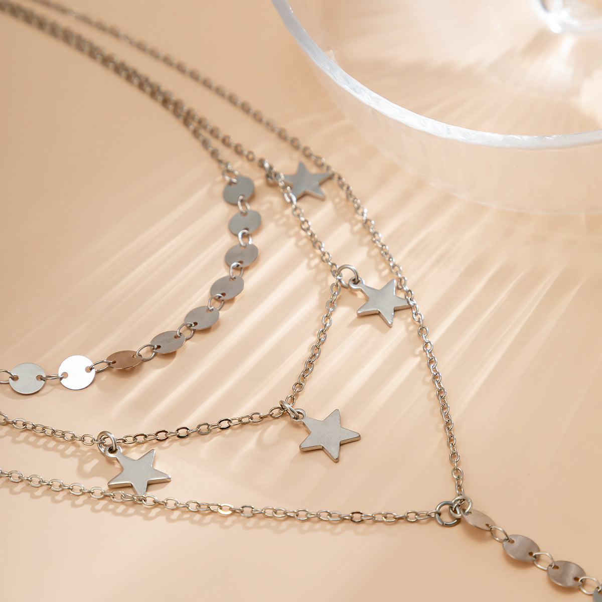 Star Sequin Y-Shaped Fringe Necklace