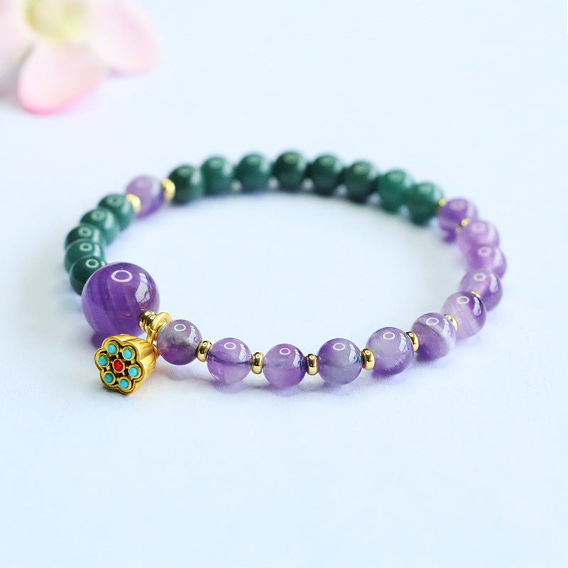 Blue Water Jadeite Amethyst Beaded Bracelet