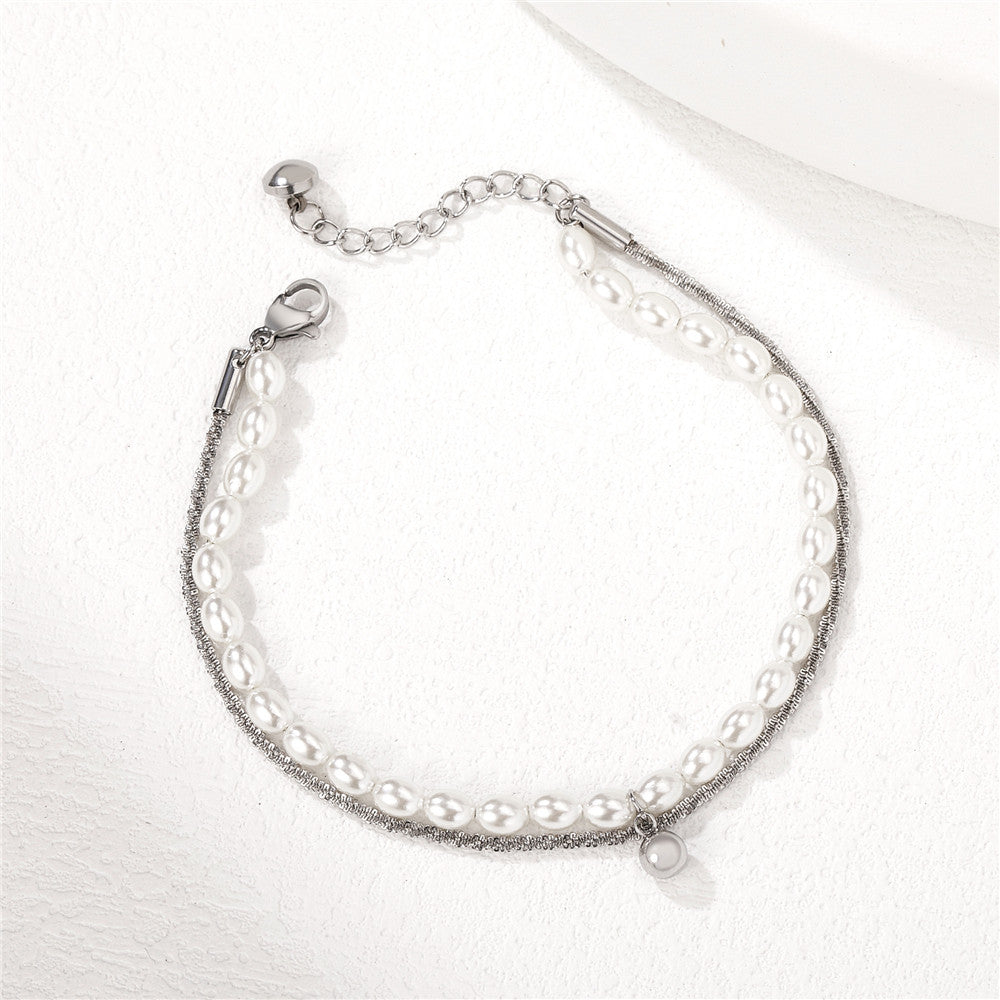 Pearl Double Layer Bracelet For Women By Planderful Elegant Everyday Genie Statement Jewelry