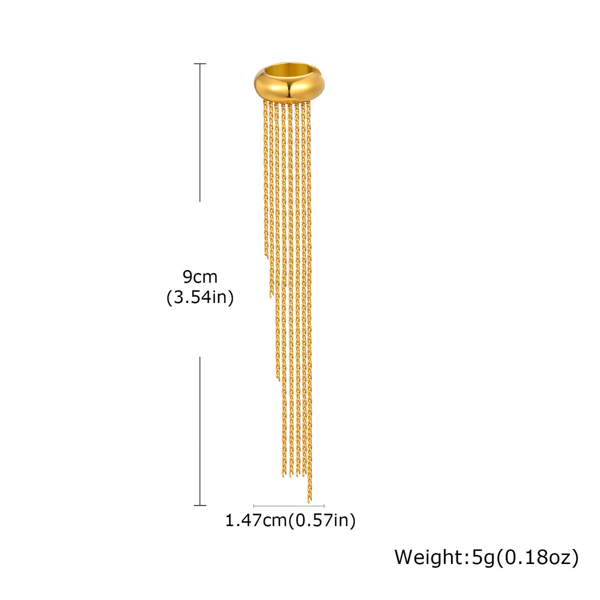 Chain Tassel Ear Cuff — Gold or Silver, Left or Right