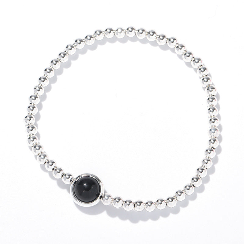 Unique and Personalized Sterling Silver Obsidian Bracelet for Girlfriends by Planderful Collection