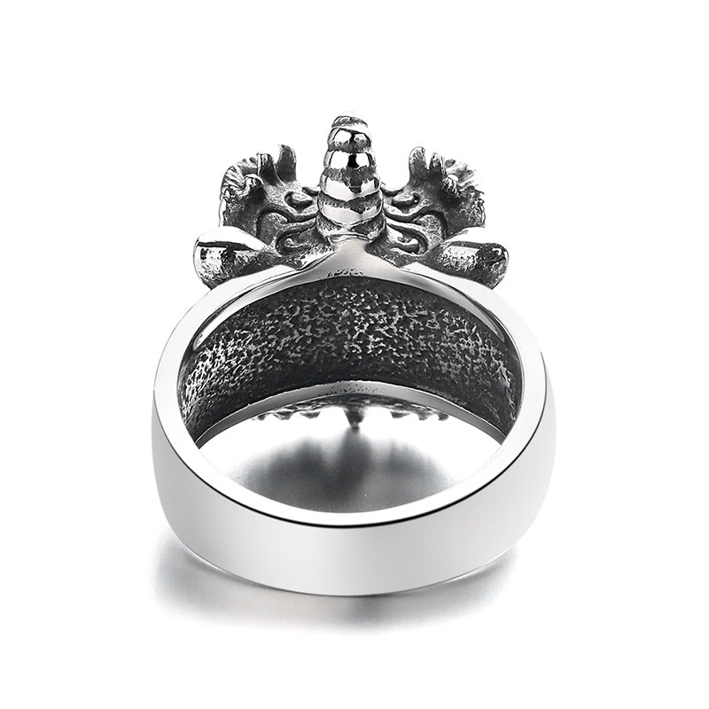 Steel Ring – Vintage Lion Head Mens Ring