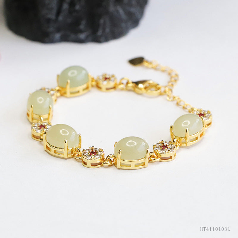Qingshui Hetian Jade Five-Stone Bracelet