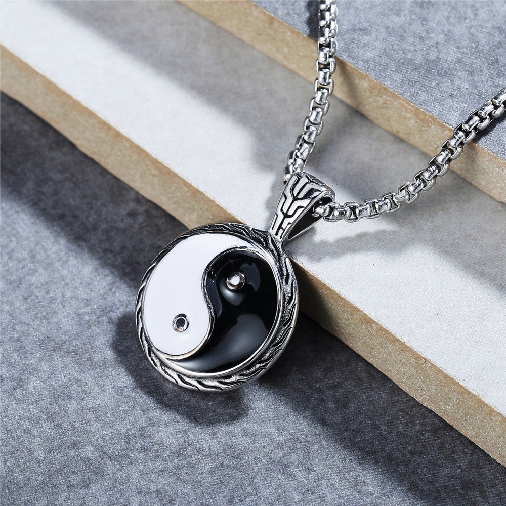 Yin Yang Bagua Titanium Pendant Unisex Jewelry Personalized Protection Retro Style Planderful