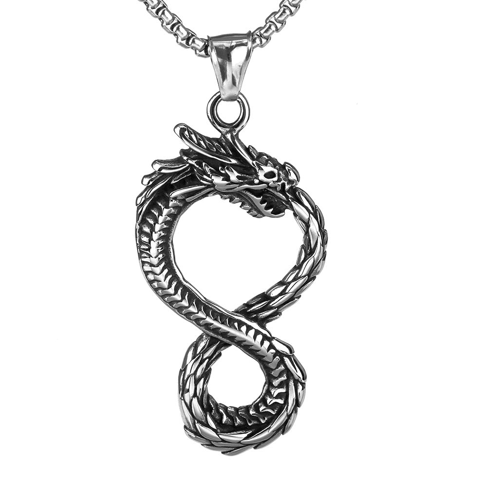 European And American Jewelry Wholesale Titanium Steel Men's Pendant Necklace Retro Dragon Design