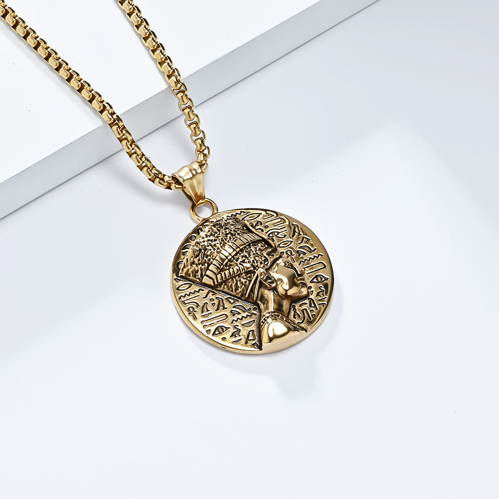Planderful Nefertiti Titanium Steel Necklace Durable Retro Symbol For Egyptian History Lovers Everyday Genie