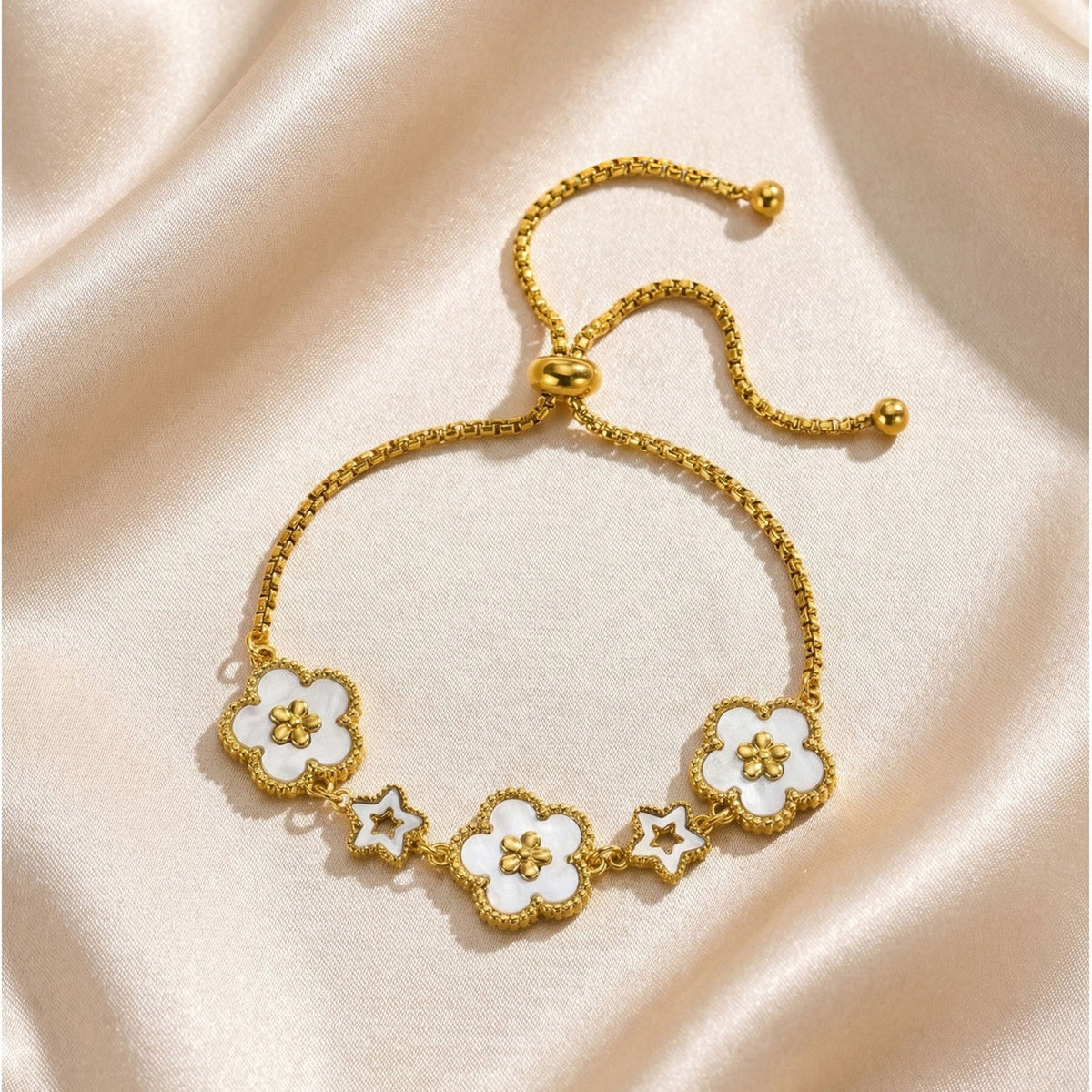 Flower Adjustable Stainless Steel Bracelet