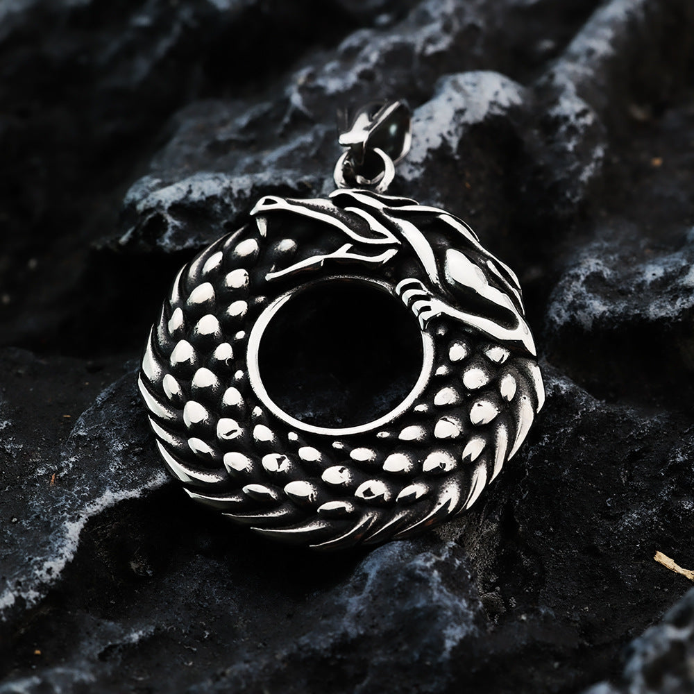 Nordic Retro Stainless Steel Men's Pendant Viking Dragon Design