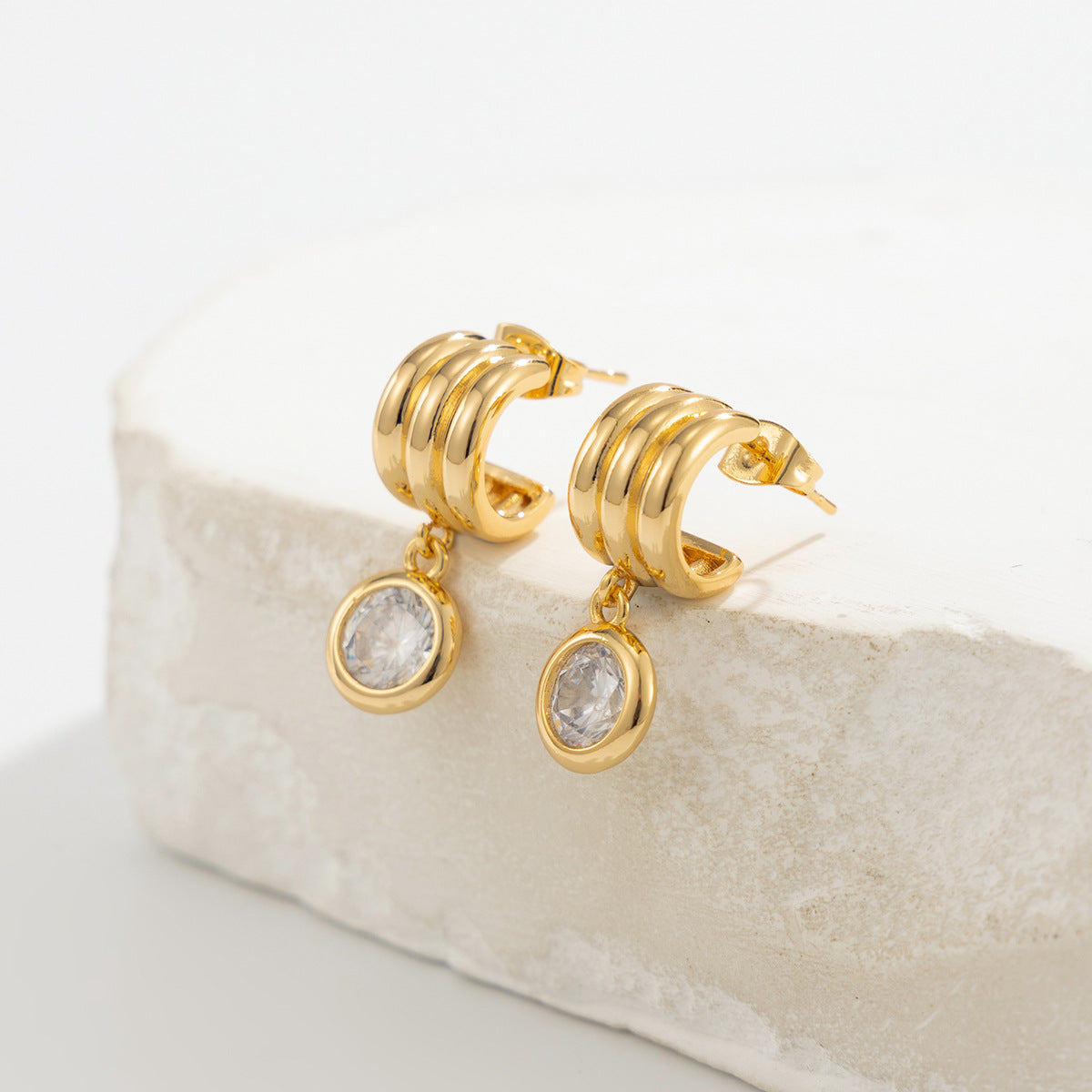 Planderful Vienna Verve Stainless Steel Zircon Ear Clip Cuff Earrings for Trendy Women Statement
