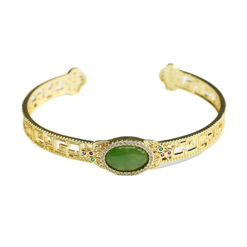 Hetian Jasper Openwork Cuff Bracelet