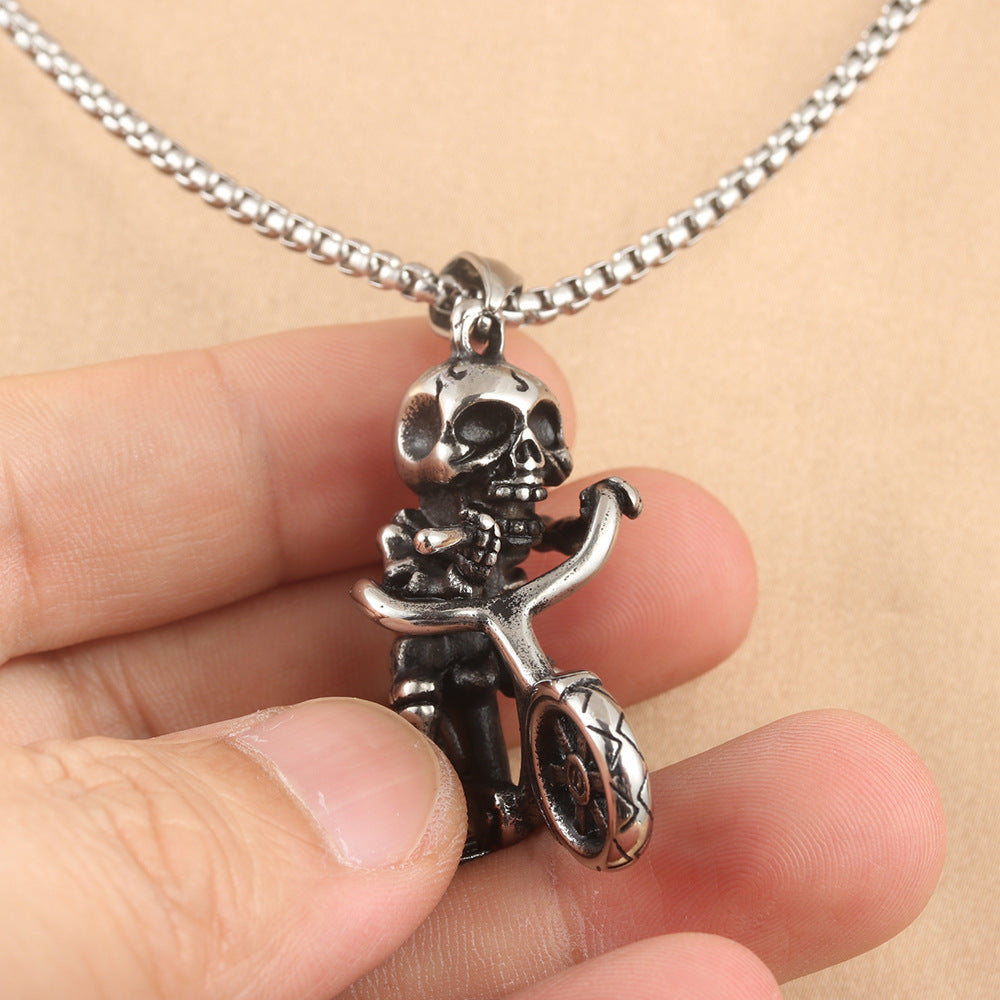 European And American Stainless Steel Skull Bicycle Pendant
