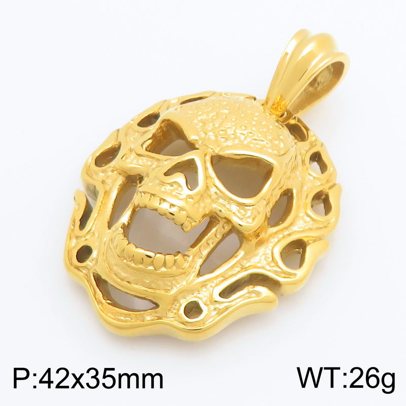 Halloween Ghost Mask Punk Style Skull Stainless Steel Men's Pendant Necklace