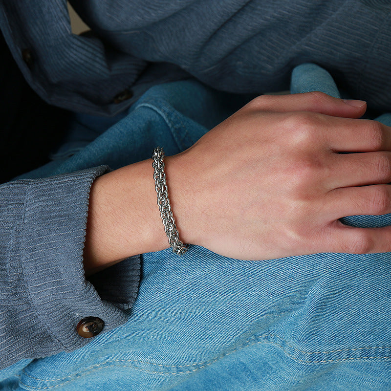 Stainless Steel Lantern Chain Bracelet Steel Male Thick Bracelet