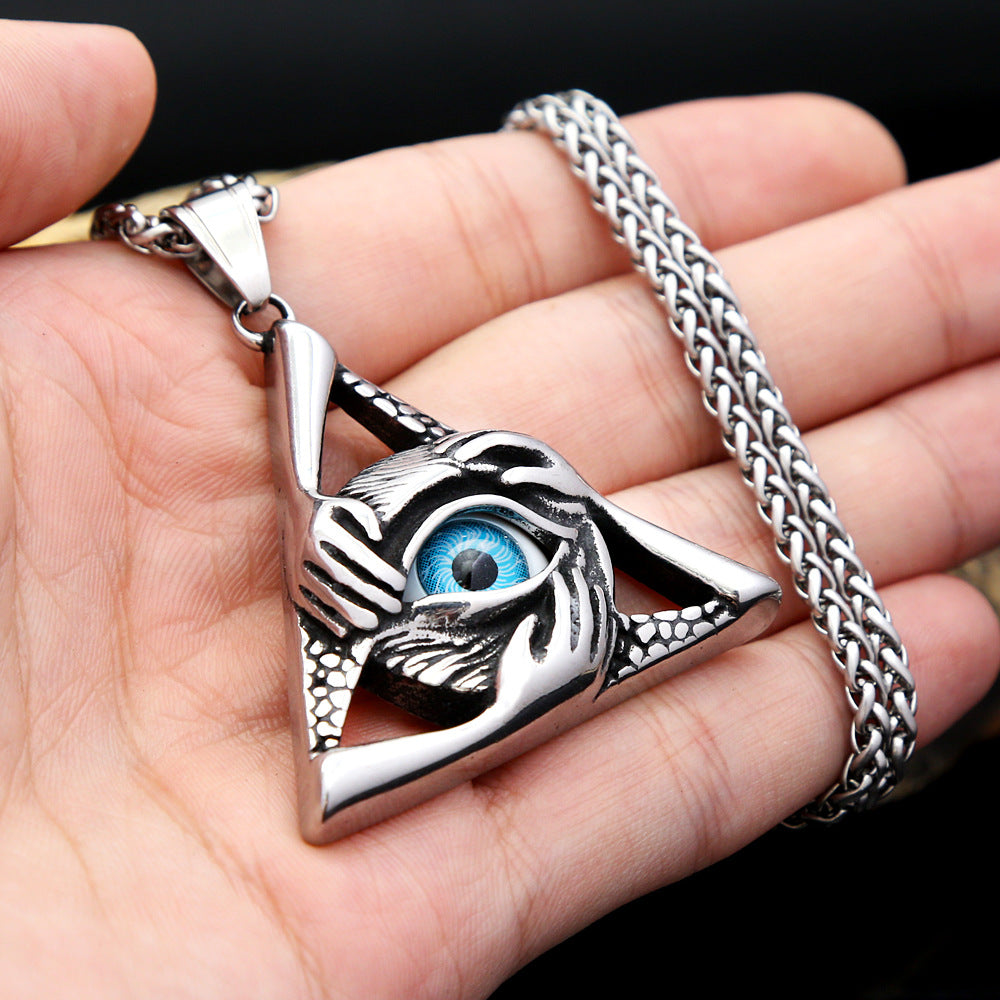 Stylish Stainless Steel Devil's Eye Pendant Necklace for Men