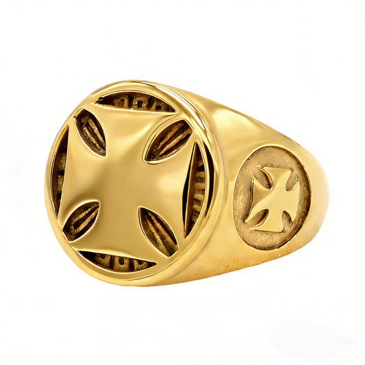 Planderful Everyday Genie Titanium Steel Cross Ring For Men Unisex Protection Statement