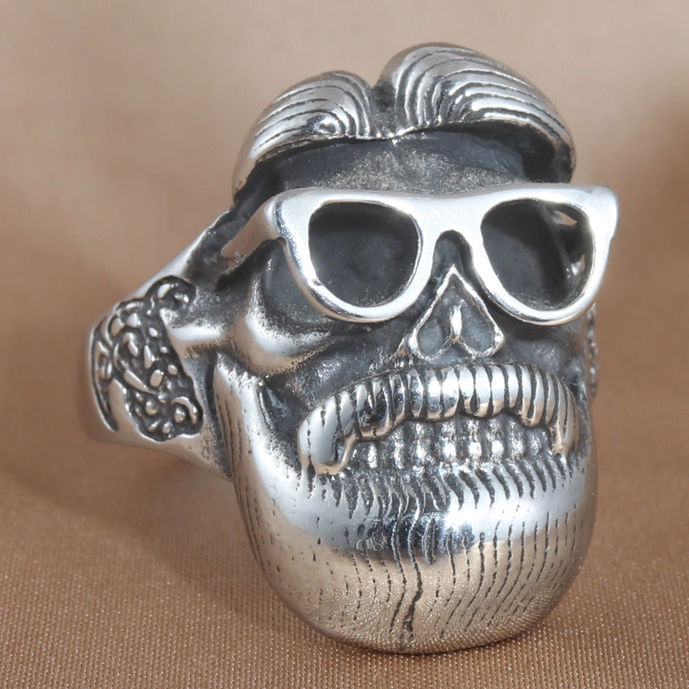 Titanium Steel Portrait Ring for Men - Personalized Retro Trendy Accessory