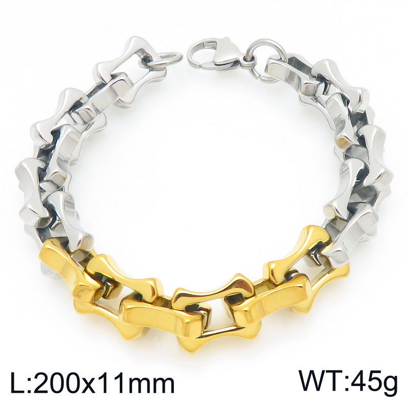 Diy – Two-Color Layered Chain Bamboo Chain Titanium Steel Men's Bracelet