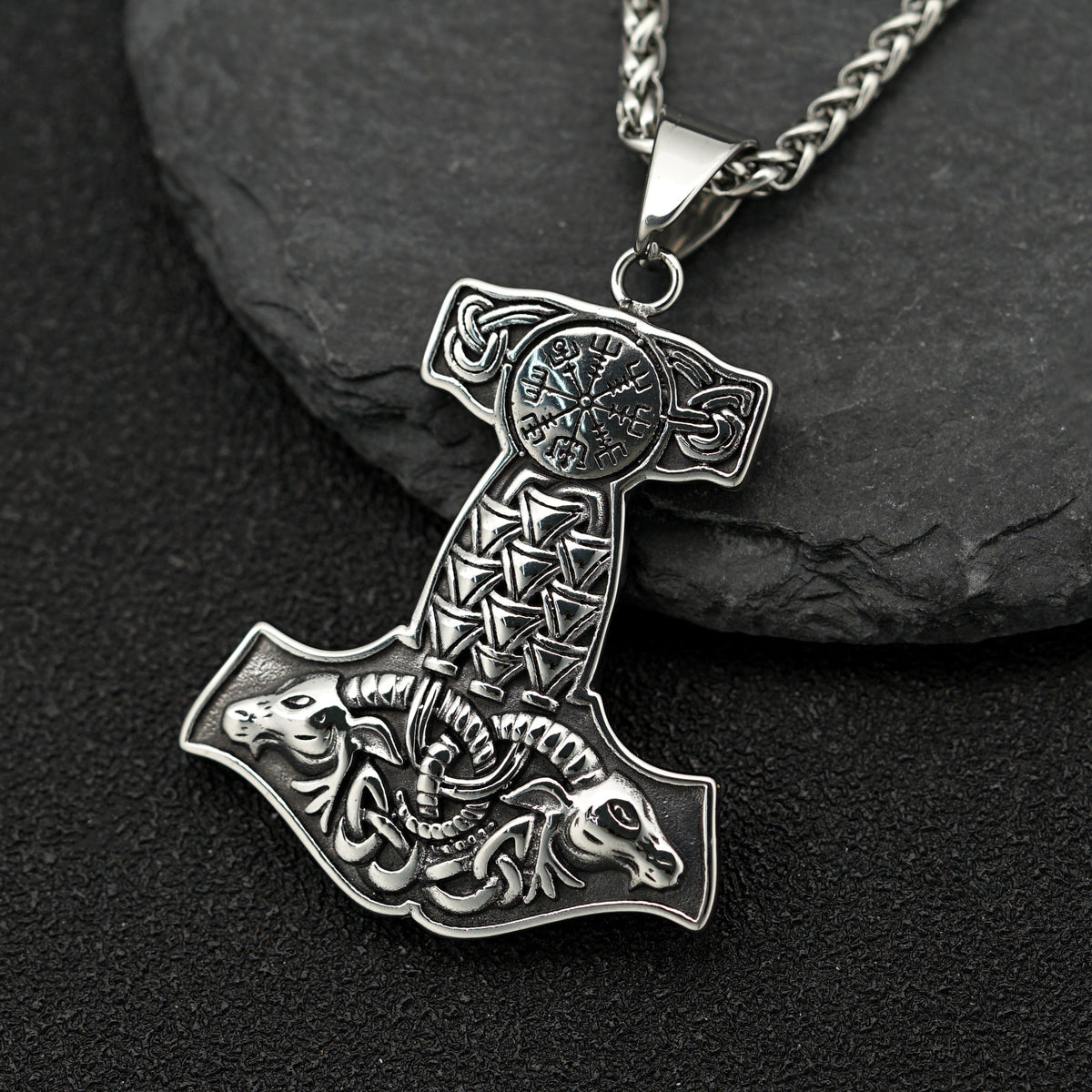 Steel Necklace – Vintage Nordic Thor's Hammer Pendant For Everyday Wear Unisex Accessory