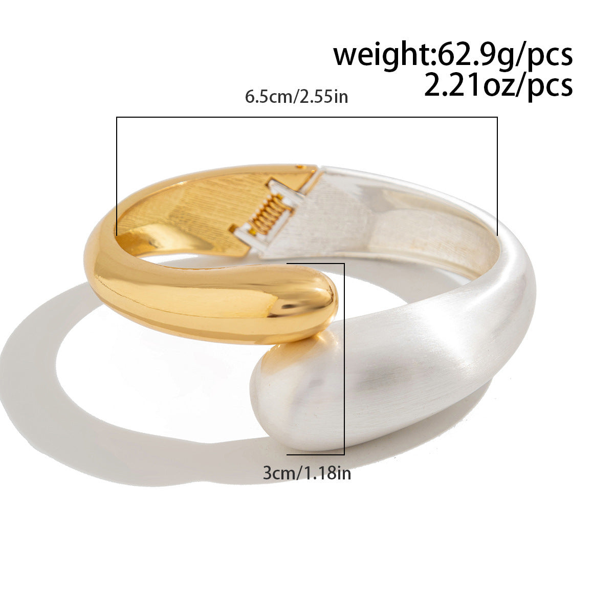 Planderful Vienna Verve Water Drop Wide Bracelet With Spring Buckle For Women, Statement Metal Jewelry
