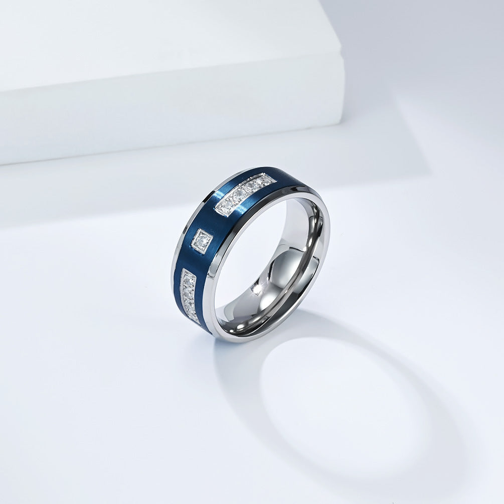 Planderful Collection Everyday Genie Two Tone Stainless Steel Zircon Ring Unisex Gift for Men and Women