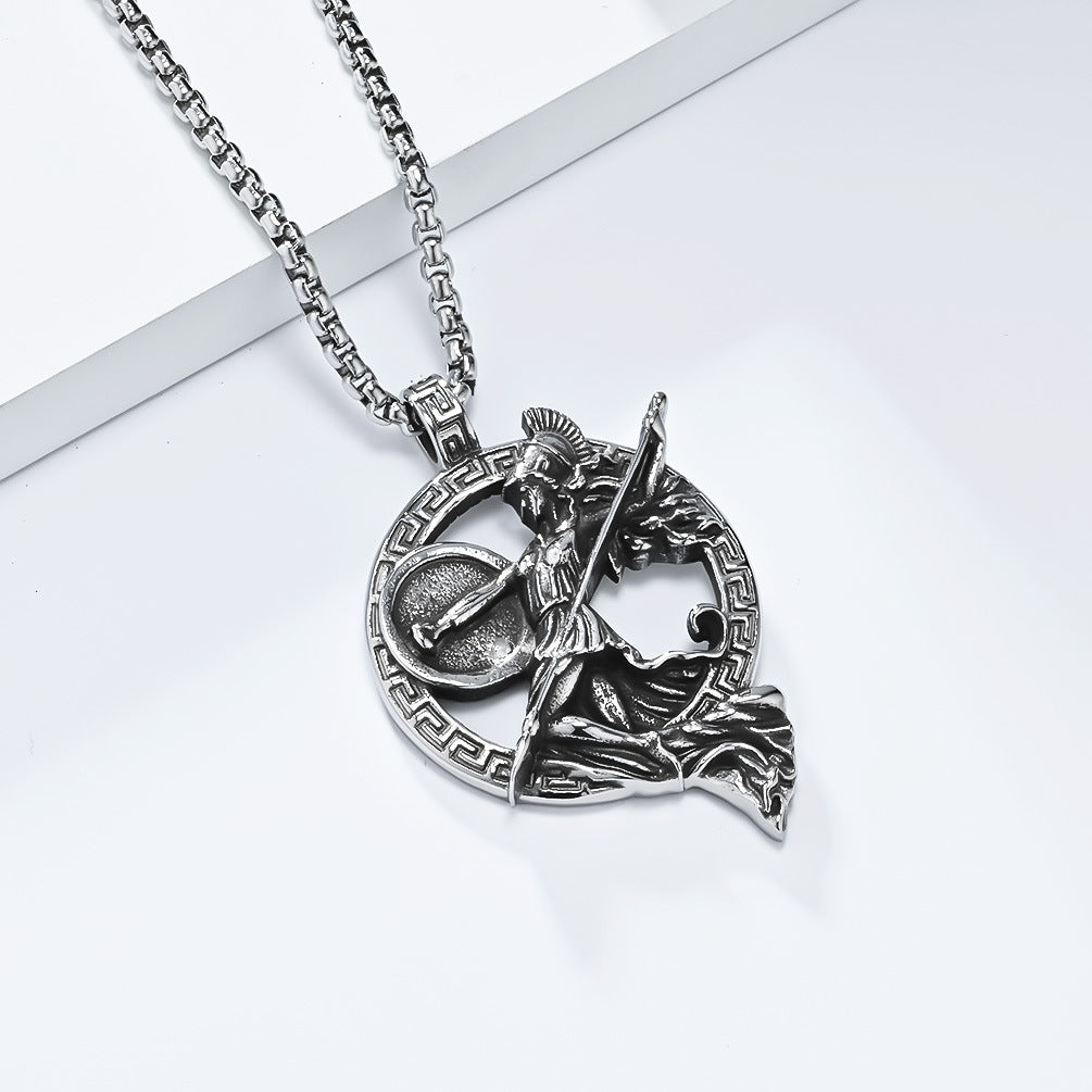 Planderful Greek Mythical Warrior Muse Durable Titanium Steel Necklace For Women Bold Minerva Pendant
