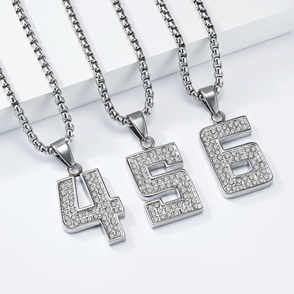 Stainless Steel Number Pendants — Chain Optional
