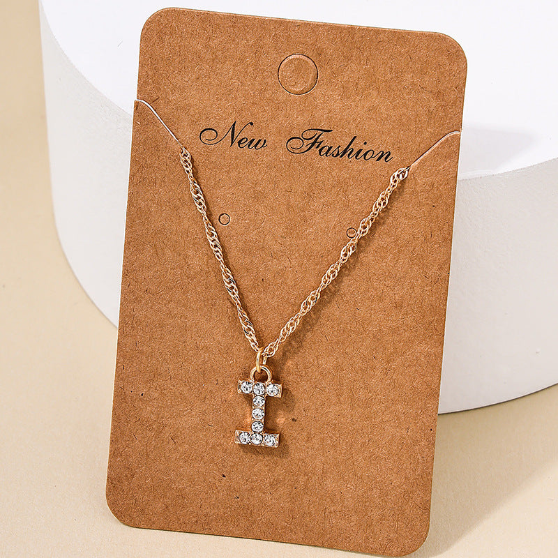 Japan-Korea Fusion 26-Letter Pendant Necklace with Metal Chain