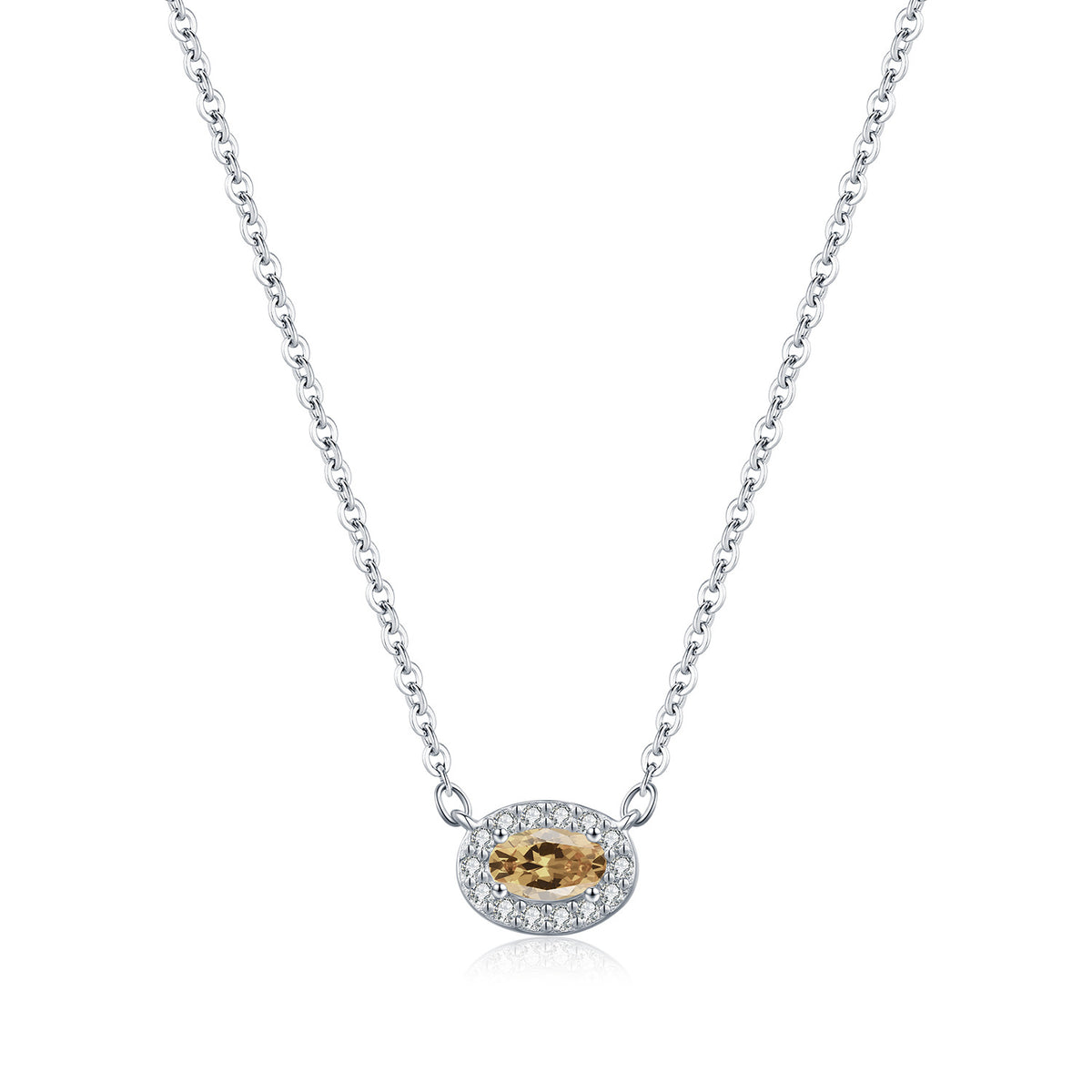 925 Sterling Silver Champagne Moissanite Necklace