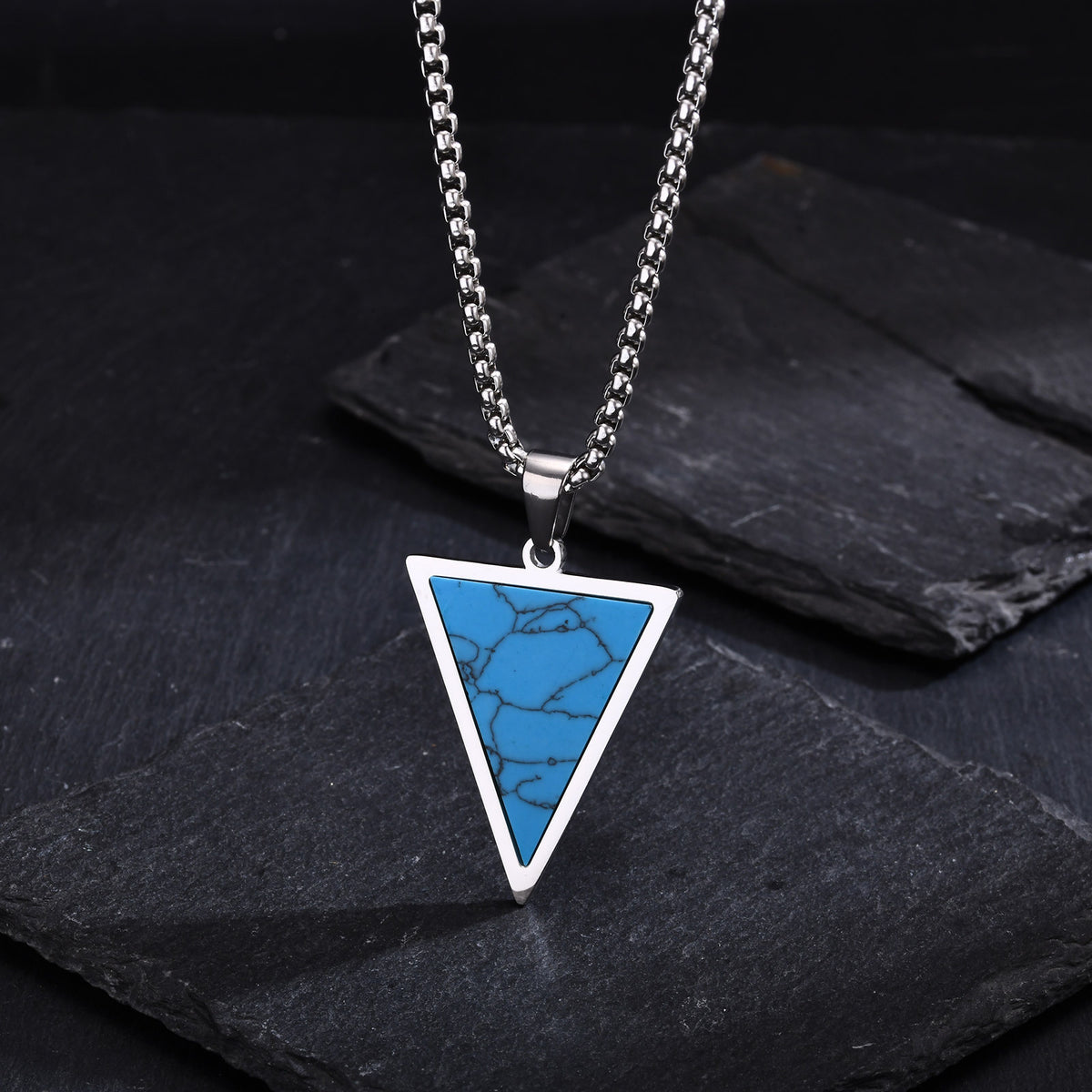 Turquoise Geometric Stainless Steel Necklace for Men