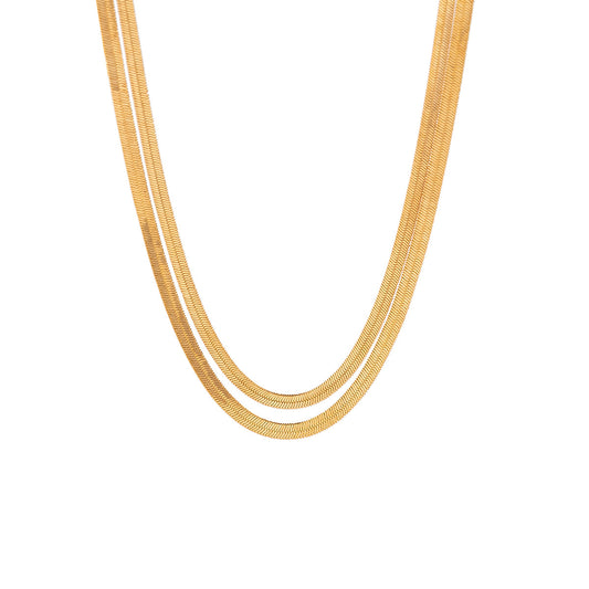 Sleek Snake Bone Chain Necklace Featuring Elegant French Chain Design