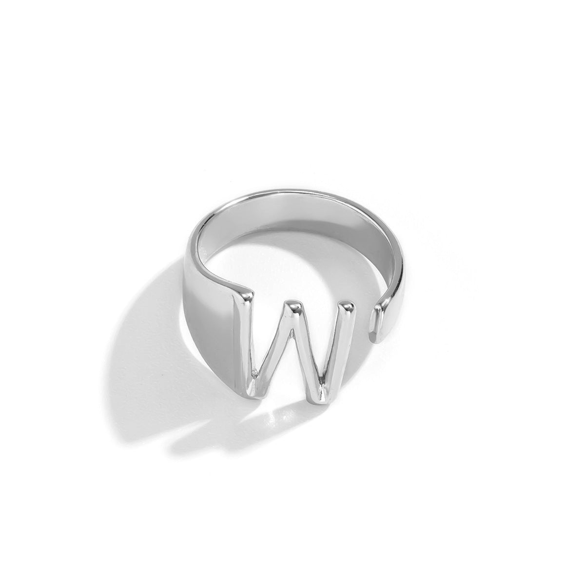 Geometric Letter Ring with Hollow Design - Adjustable Alloy Material Statement Jewelry