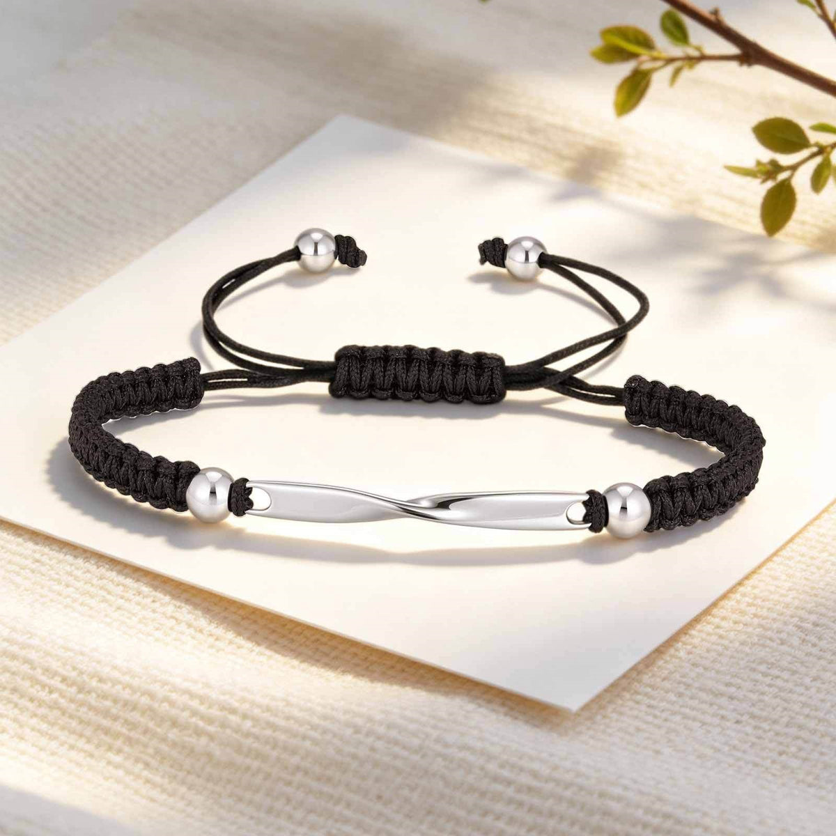 Braided Adjustable Mobius Stainless Steel Bracelet Unisex