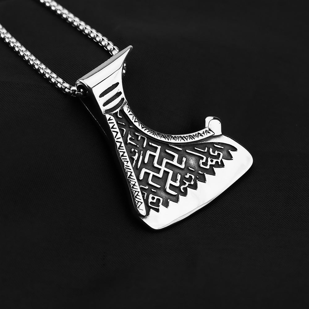 Planderful Retro Axe Pendant Necklace Titanium Steel Durable For Men Bold Norse Legacy Collection