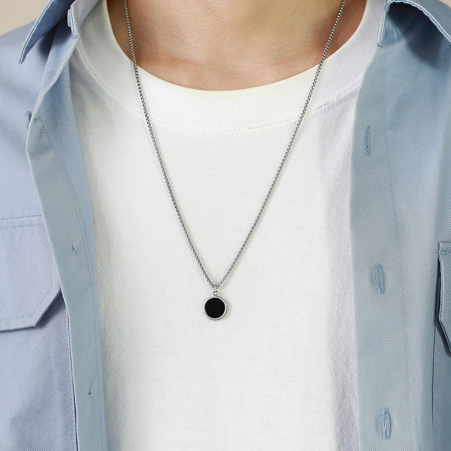 Planderful Abalone Shell Necklace Mens Stainless Steel