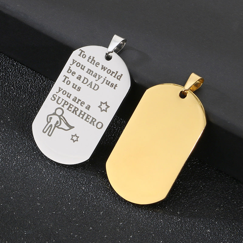 Planderful Dad Pendant Stainless Steel Engraved For Men