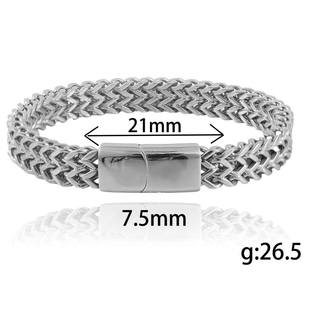 Titanium Steel Braided Chain Bracelet for Men - Trendy Open Design and Durable Fashion Accessory