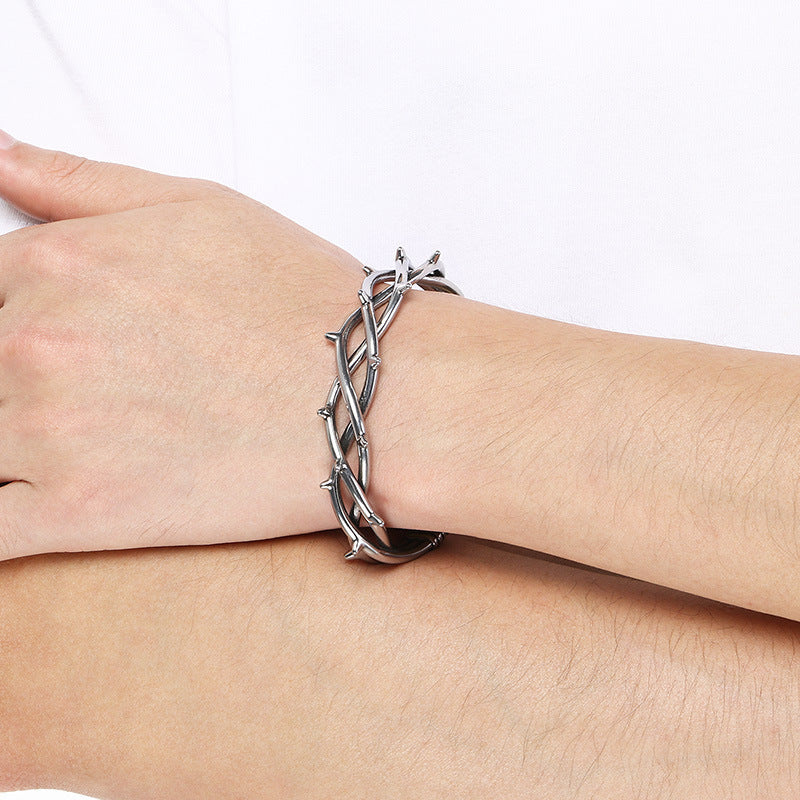 Dead Wood Thorns Open Bracelet – Gothic Octagon Star Eye Of Horus Titanium Steel Men's