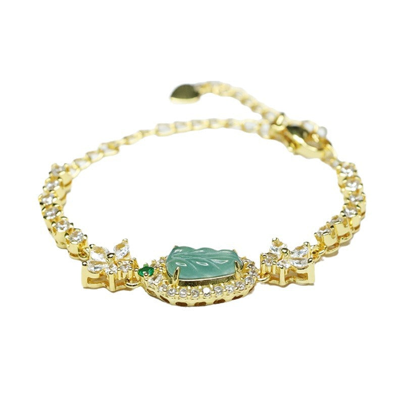 Blue Water Jadeite Leaf Bracelet