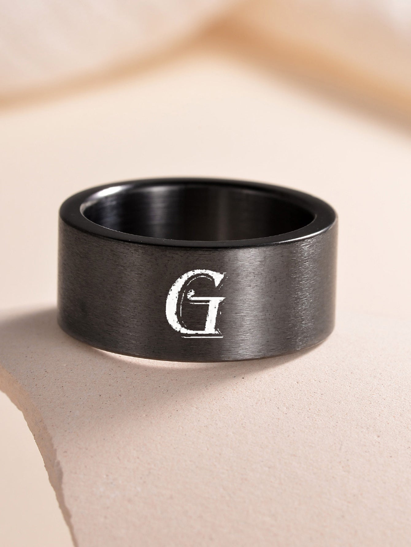 Planderful Everyday Genie Fade Resistant Stainless Steel Letter Ring For Men And Women