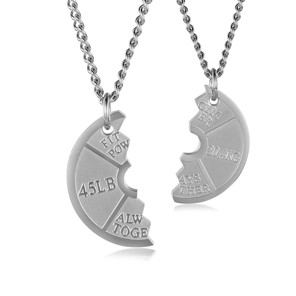 Planderful Barbell Pendant Necklace Stainless Steel Unisex Gift For Him And Her Everyday