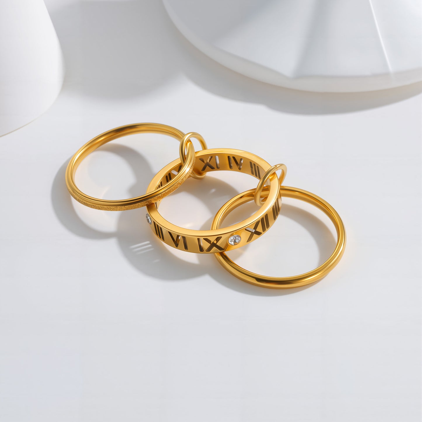 Titanium Steel Ring Stacked Roman Design Planderful Unisex