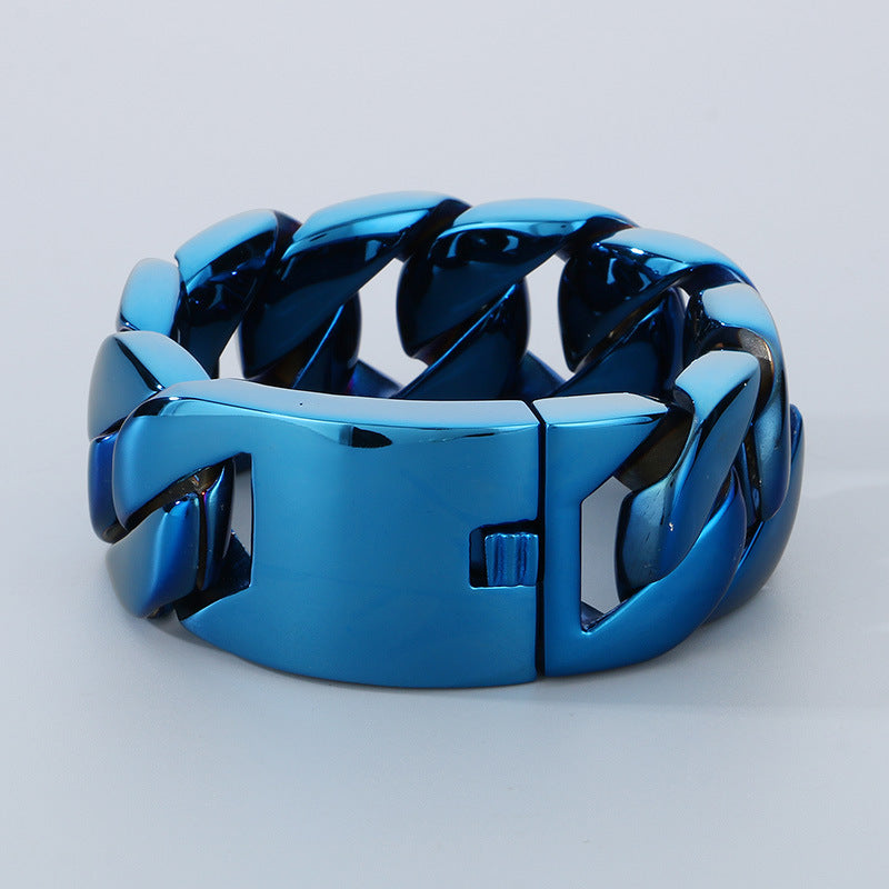 Planderful Wide Cuban Chain Bracelet For Men Titanium Steel