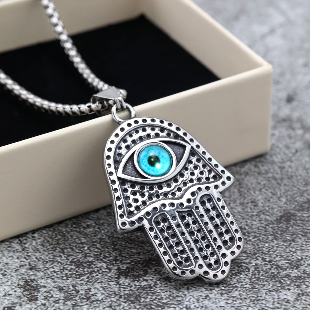 Vintage Single-Sided Stainless Steel Men's Pendant Necklace